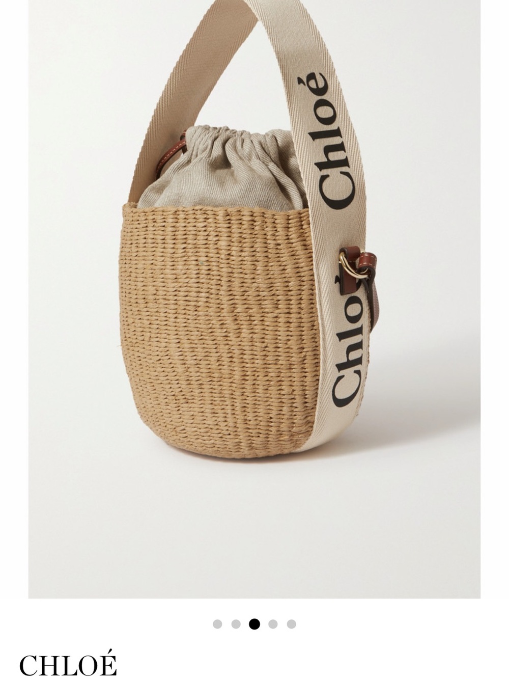 Chloé Natural Straw Bucket Bag with Cream Logo Strap